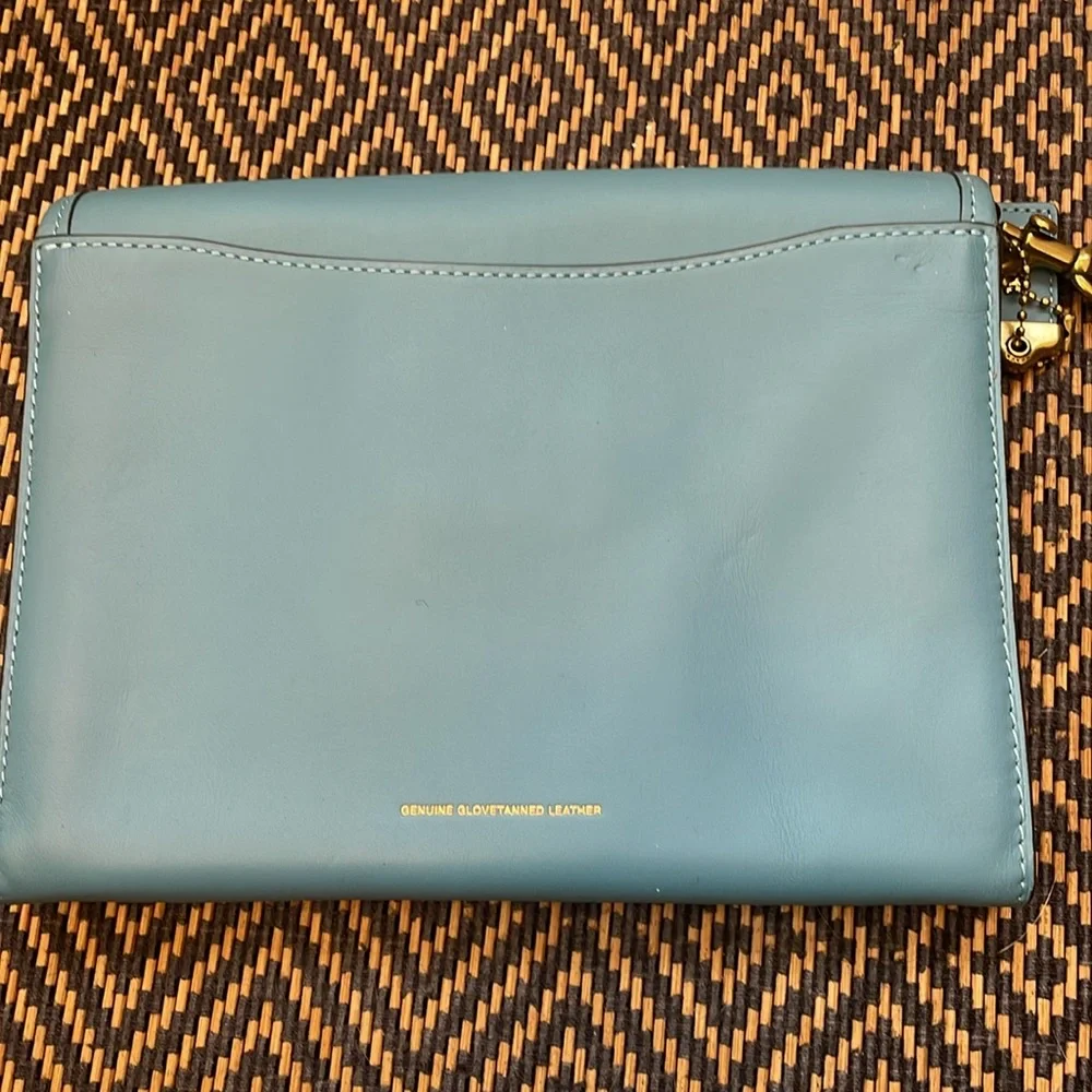 Coach 1941  Courier Wristlet clutch 89331 Pacific Blue and brass  NWT
